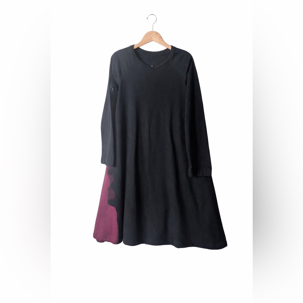 No Biggie Organic Cotton Black Dress Girls Size 7 Maroon Accent Minimalist Boho